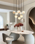 Alabaster Round Pendant Lamp with Cluster Ceiling Design for Stair Villa