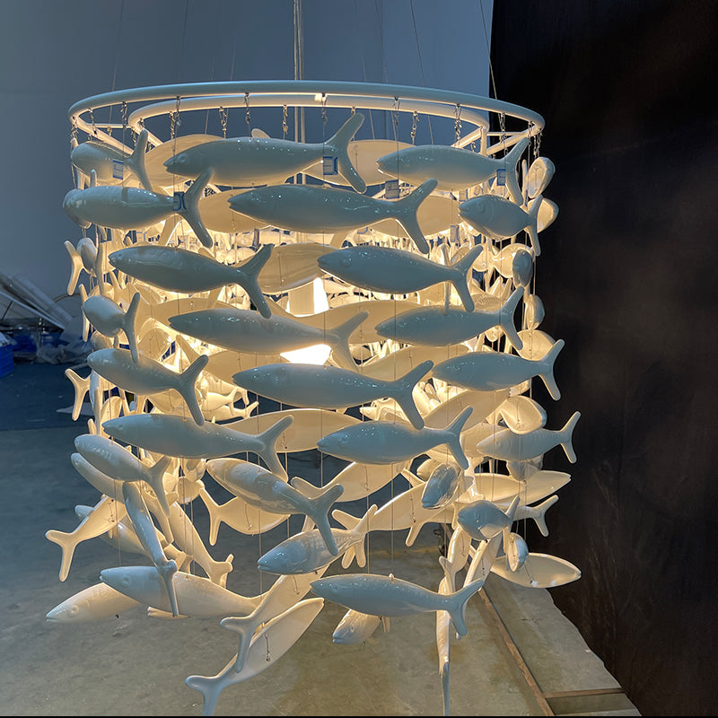 Porcelain Fish Shape Dining Table Chandelier-King Lamps