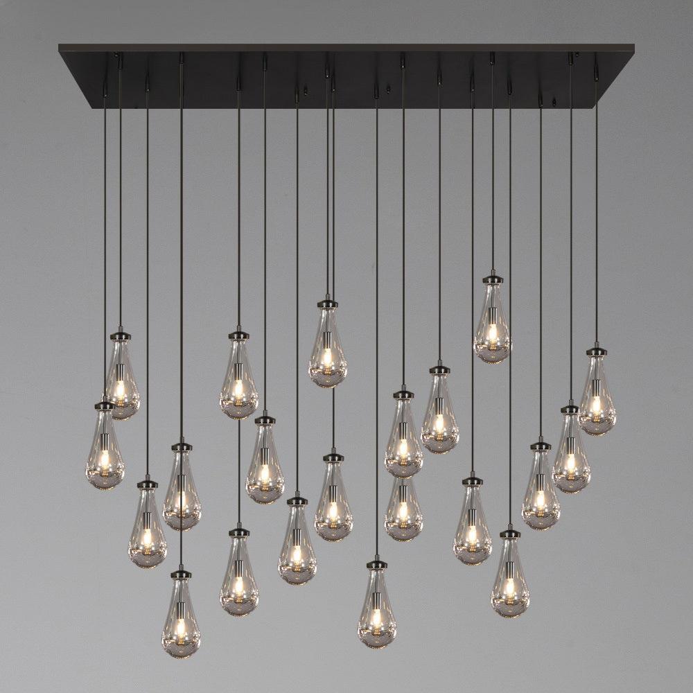 Rain Modern Rectangular Glass Chandelier 72" - King Lamps