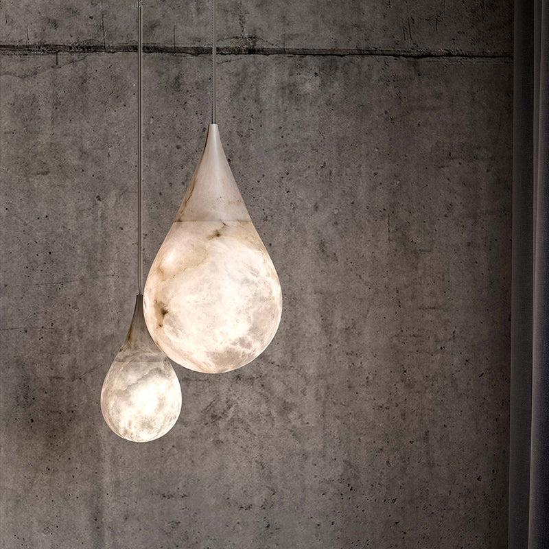Hailey Alabaster Raindrop Pendant Lighting, Dining Table Pendant - King Lamps