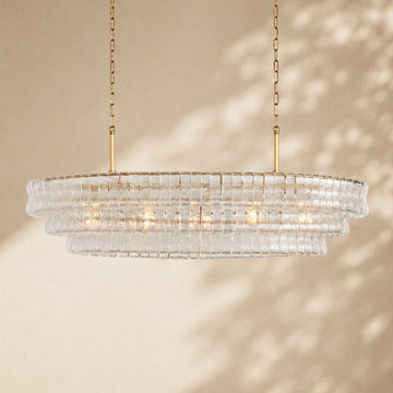 Amor Ghiaccio Glass Oval Chandelier 54"W/65"W