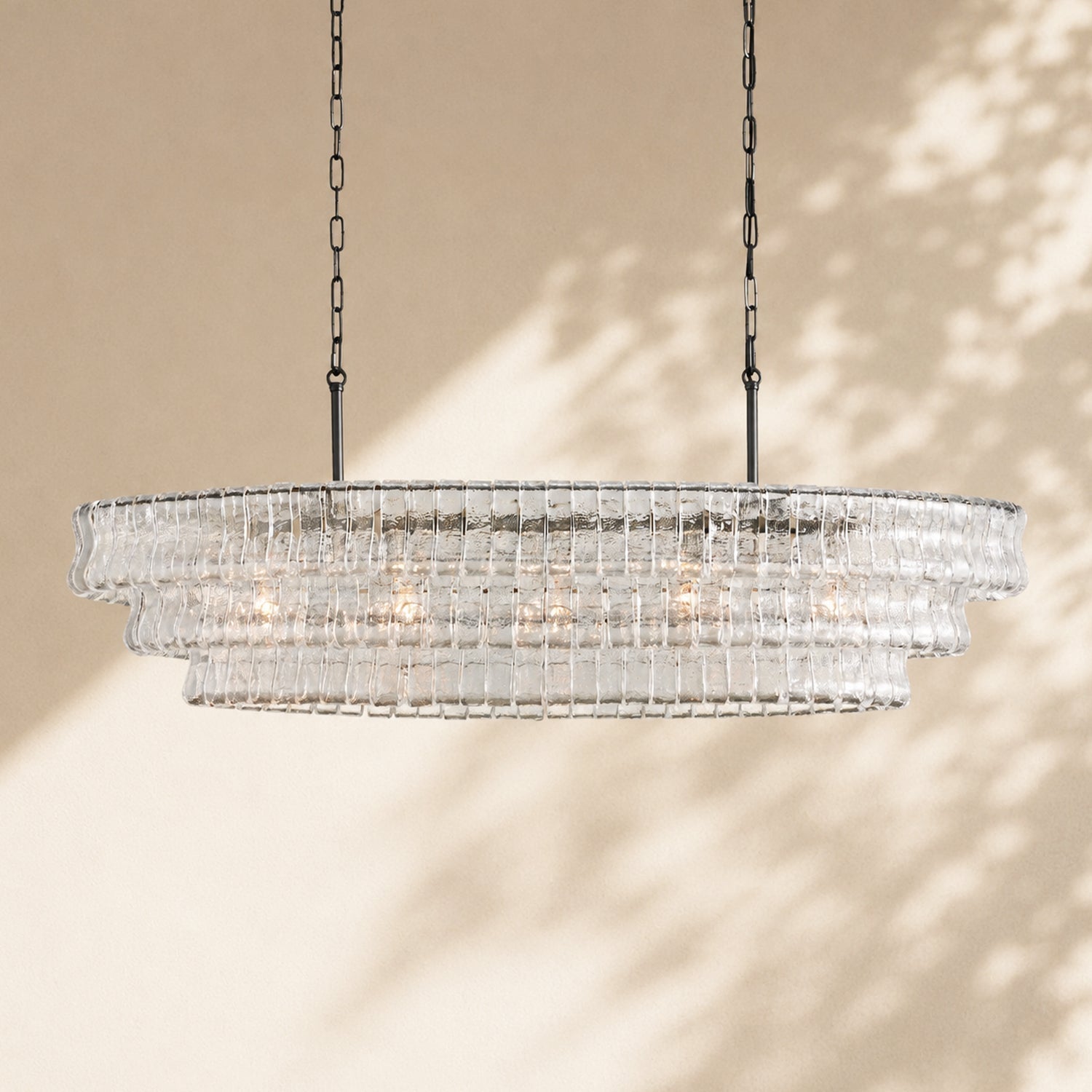 Amor Ghiaccio Glass Oval Chandelier 54"W/65"W