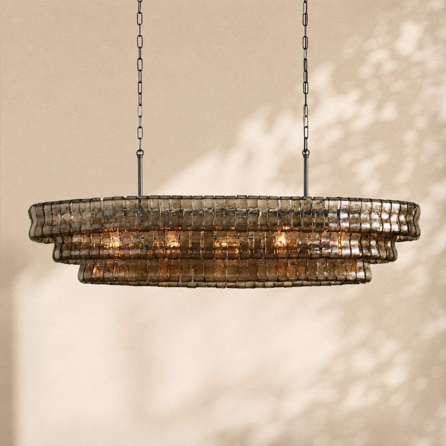 Amor Ghiaccio Glass Oval Chandelier 54"W/65"W