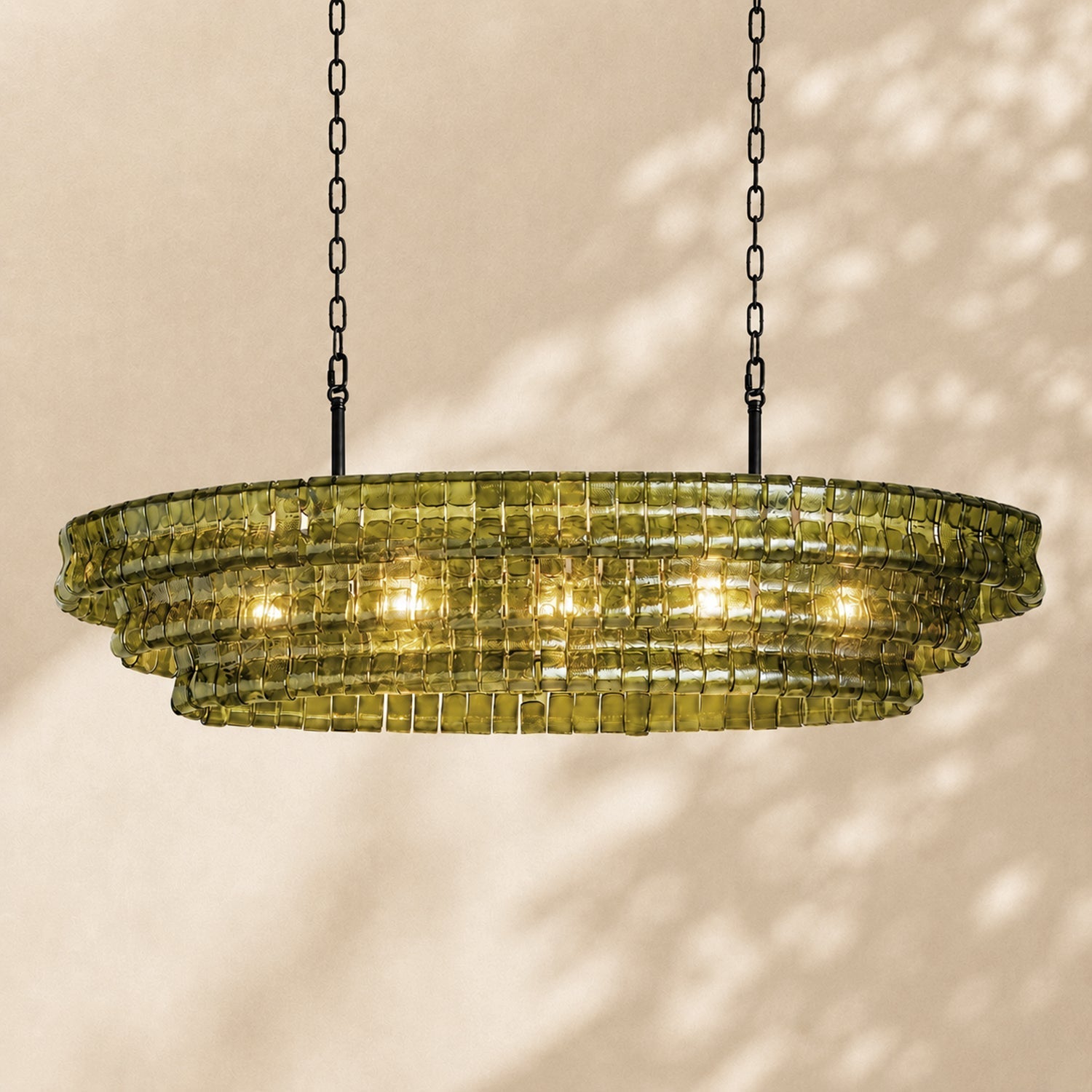 Amor Ghiaccio Glass Oval Chandelier 54"W/65"W