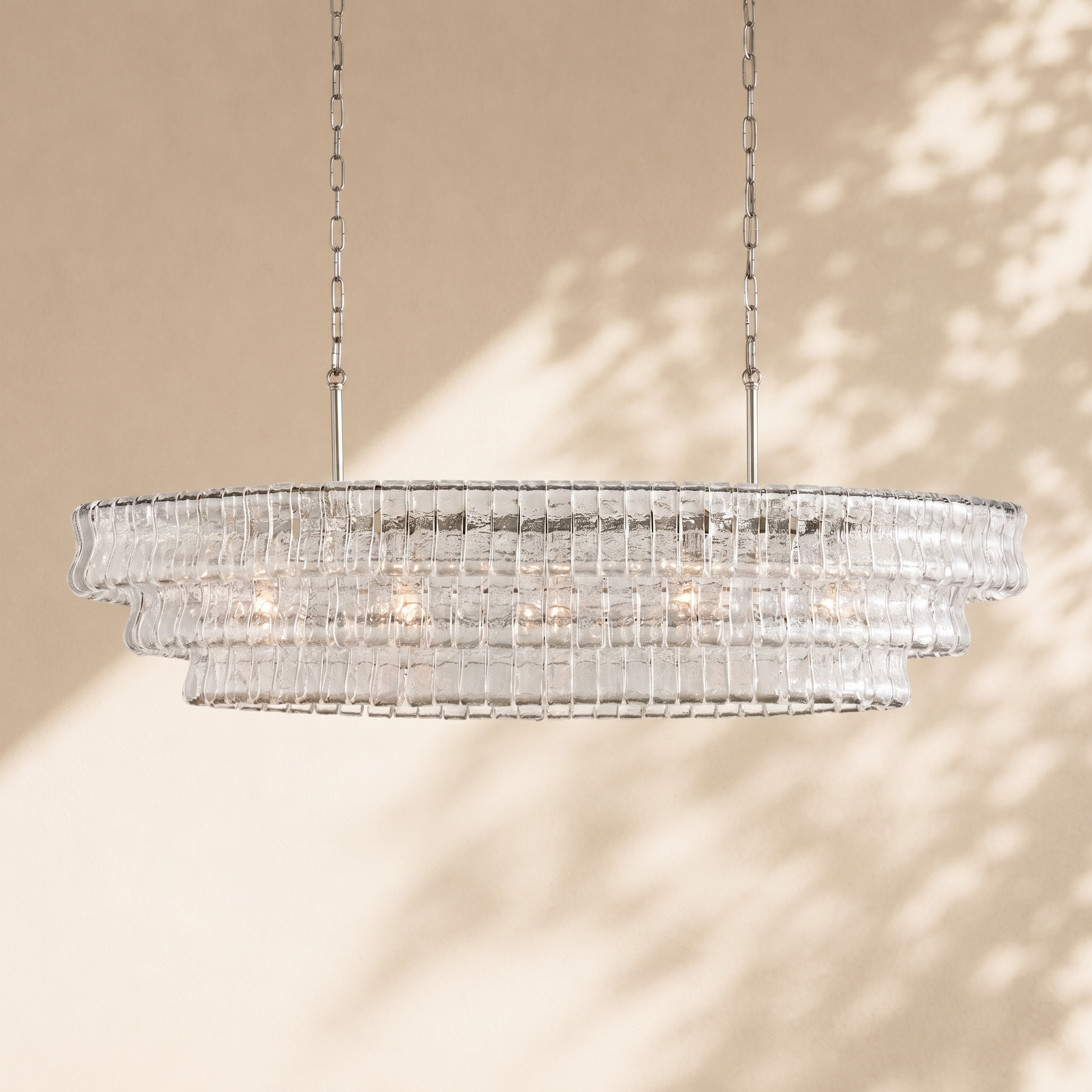 Amor Ghiaccio Glass Oval Chandelier 54"W/65"W