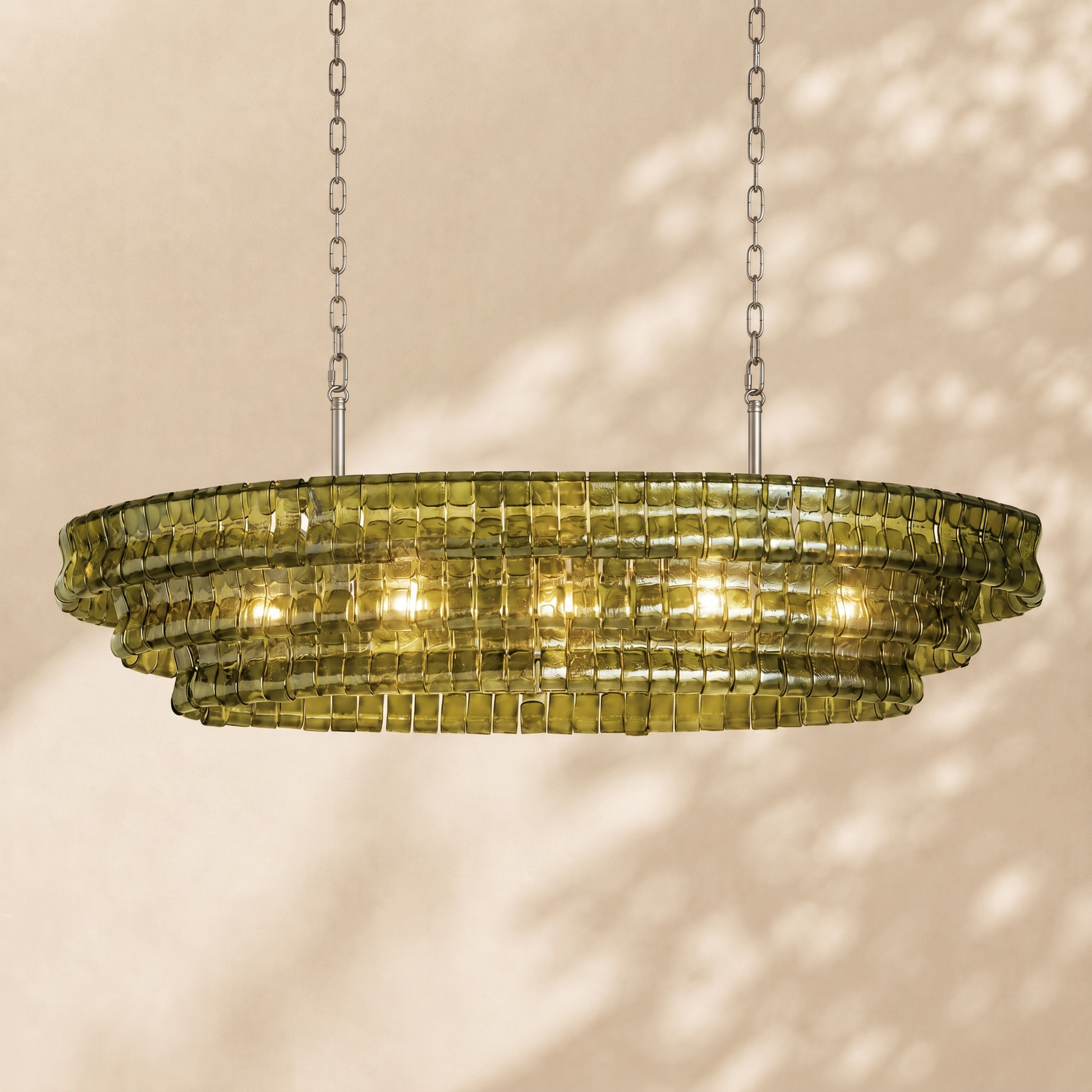 Amor Ghiaccio Glass Oval Chandelier 54"W/65"W
