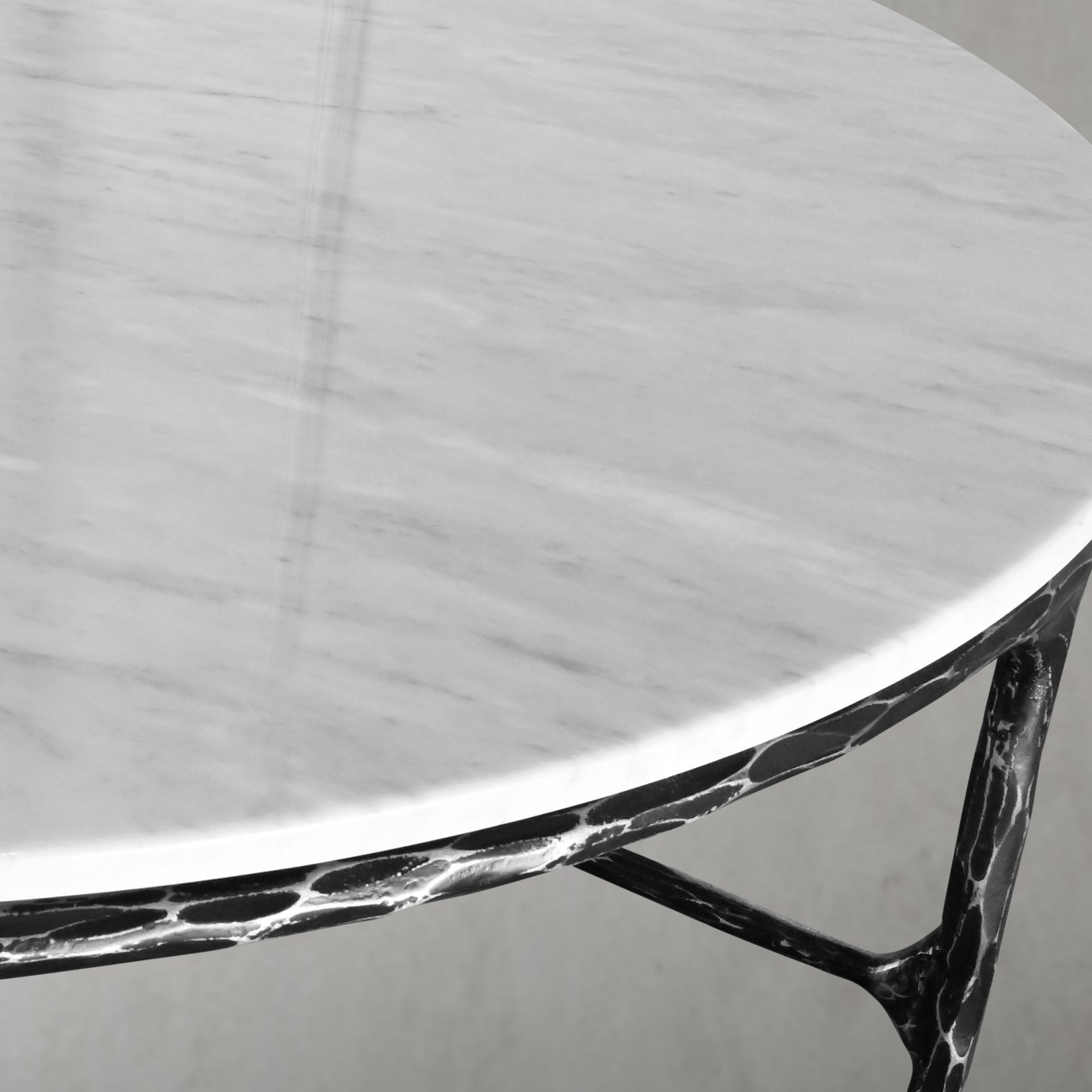 Thaddeus Forged Iron Marble Round Coffee Table 36" 55" - King Lamps