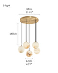 Alabaster Round Pendant Lamp with Cluster Ceiling Design for Stair Villa