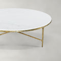 Thaddeus Forged Iron Marble Round Coffee Table 36