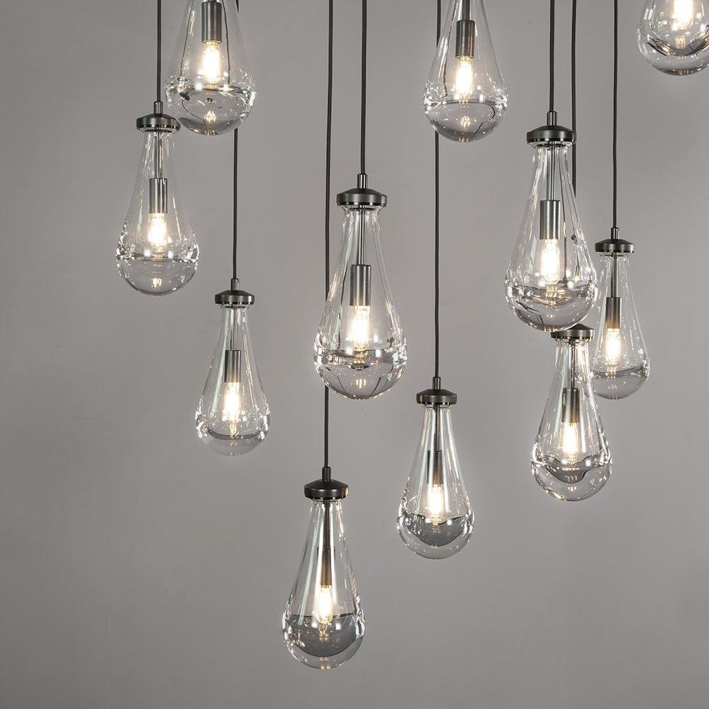 Rain Modern Rectangular Glass Chandelier 72" - King Lamps