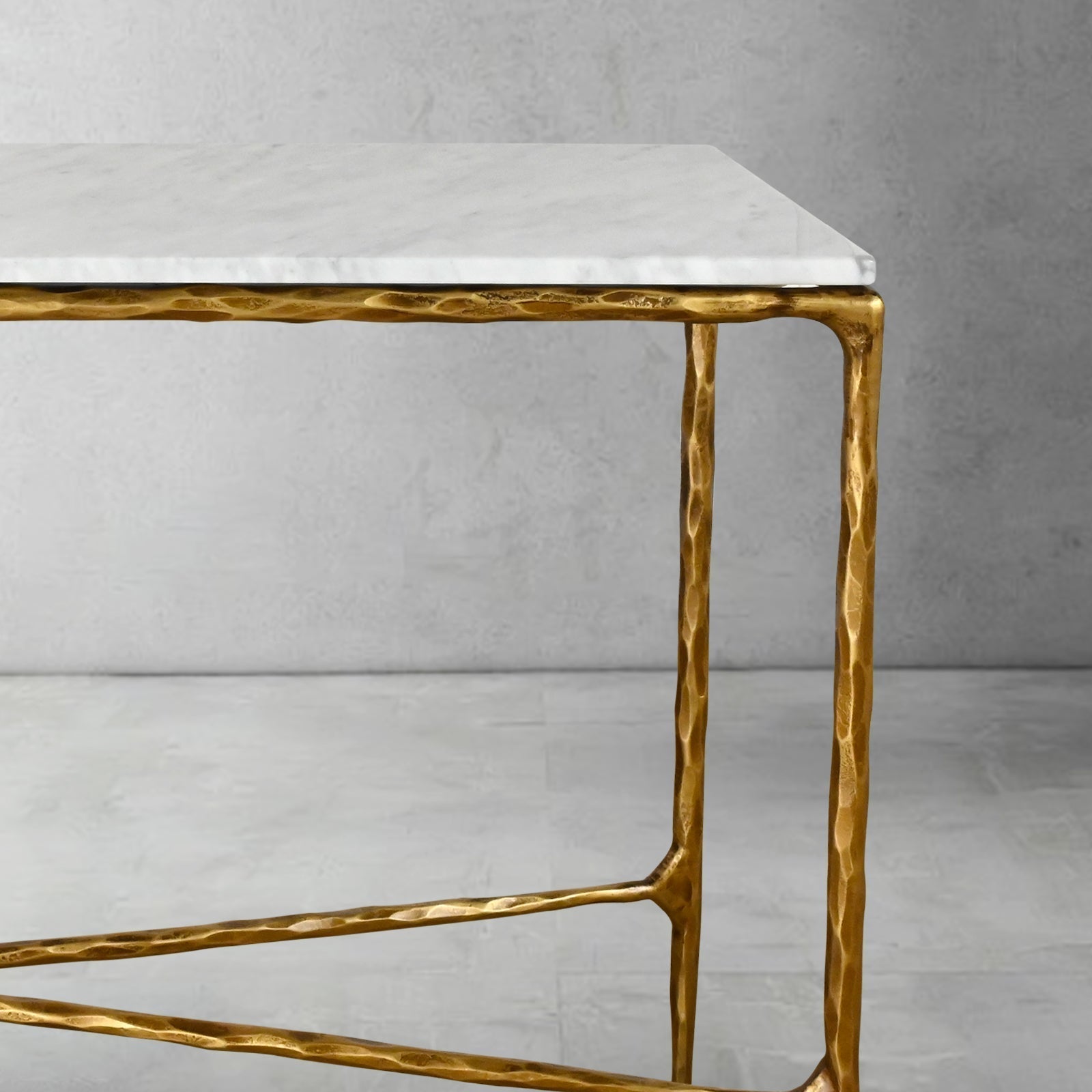 Thaddeus Forged Iron Rectangle Marble Console Table 60" 72" - King Lamps