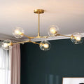 6/8-Lights Clear Globes Glass Modern Arm Chandelier Bronze For Dining Room Or Bedroom-King Lamps
