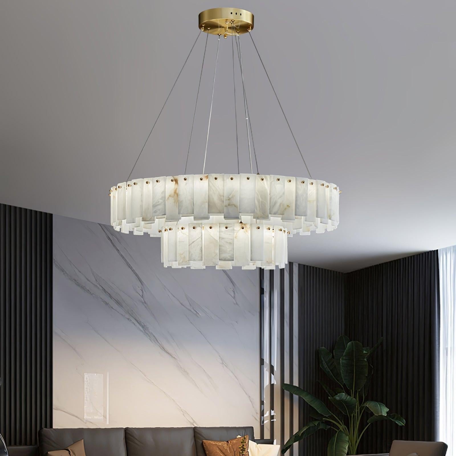Halos Alabaster Round/Square Chandelier - King Lamps