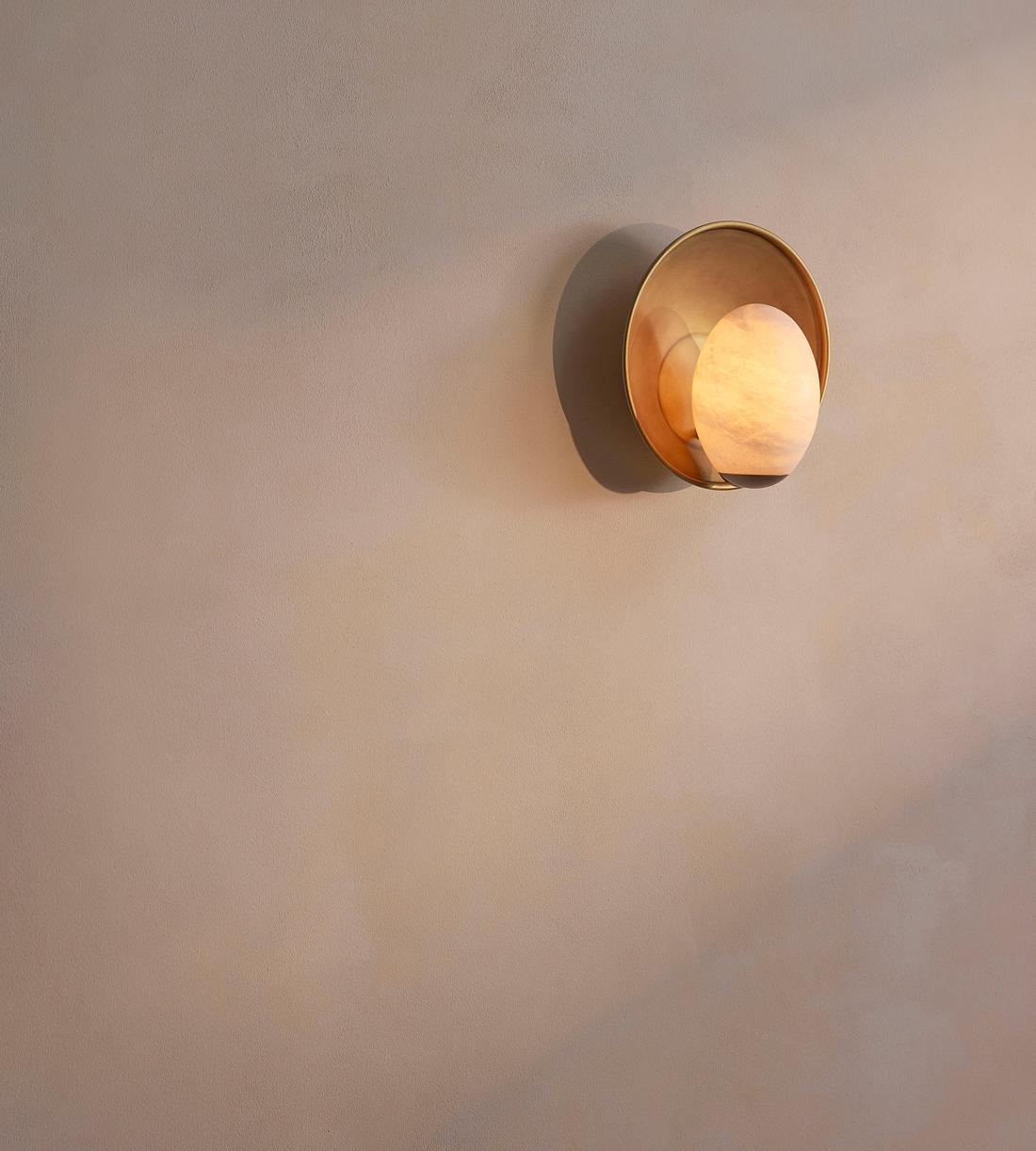 Avena Wall Light, Alabaster Globe