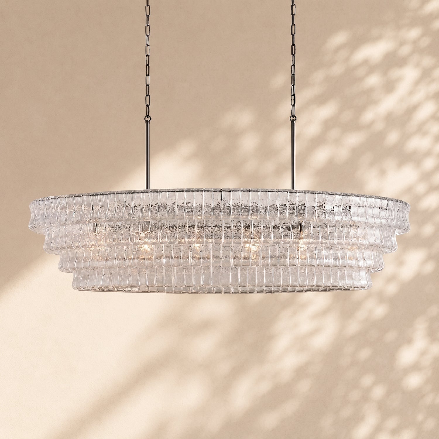Amor Ghiaccio Glass Oval Chandelier 54"W/65"W