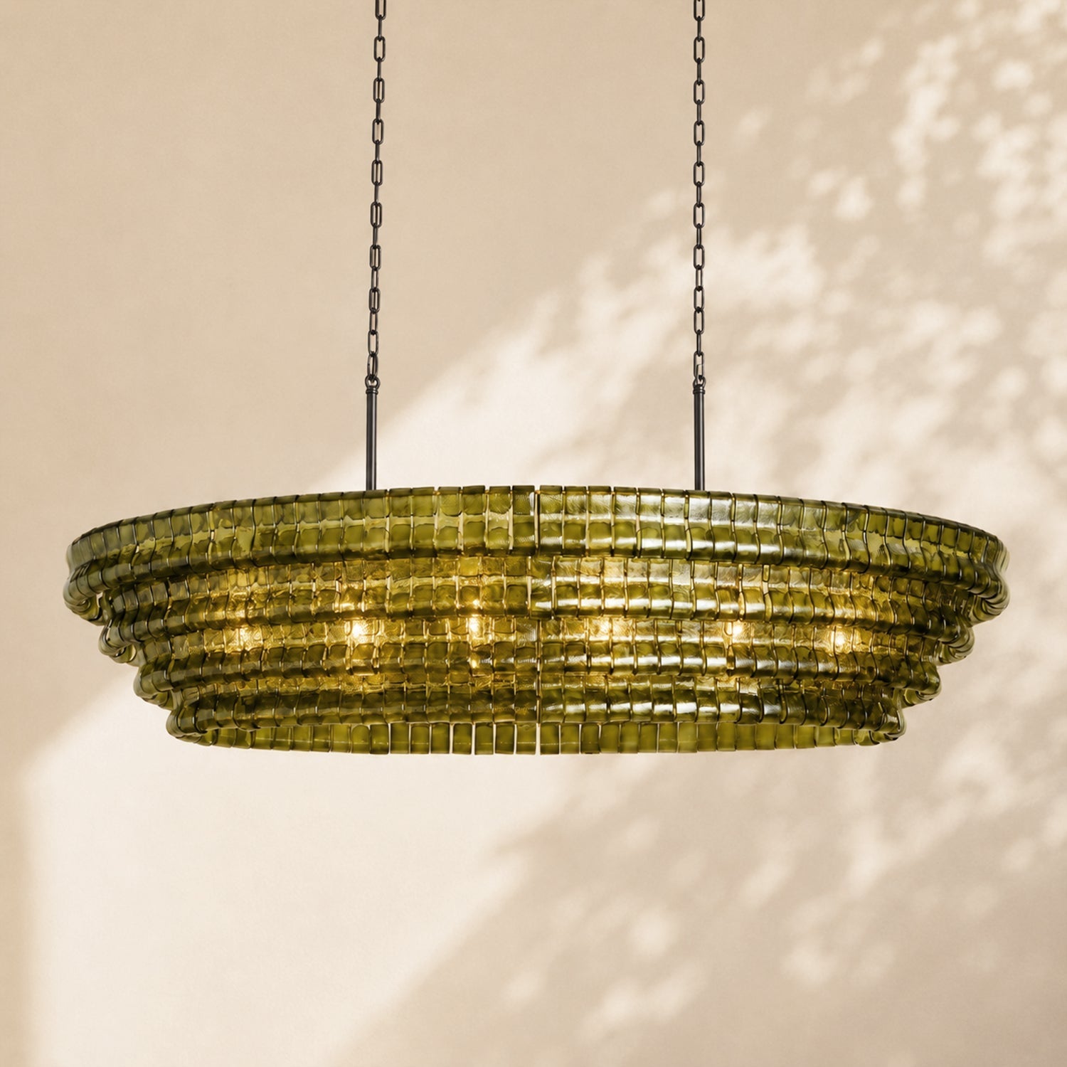 Amor Ghiaccio Glass Oval Chandelier 54"W/65"W