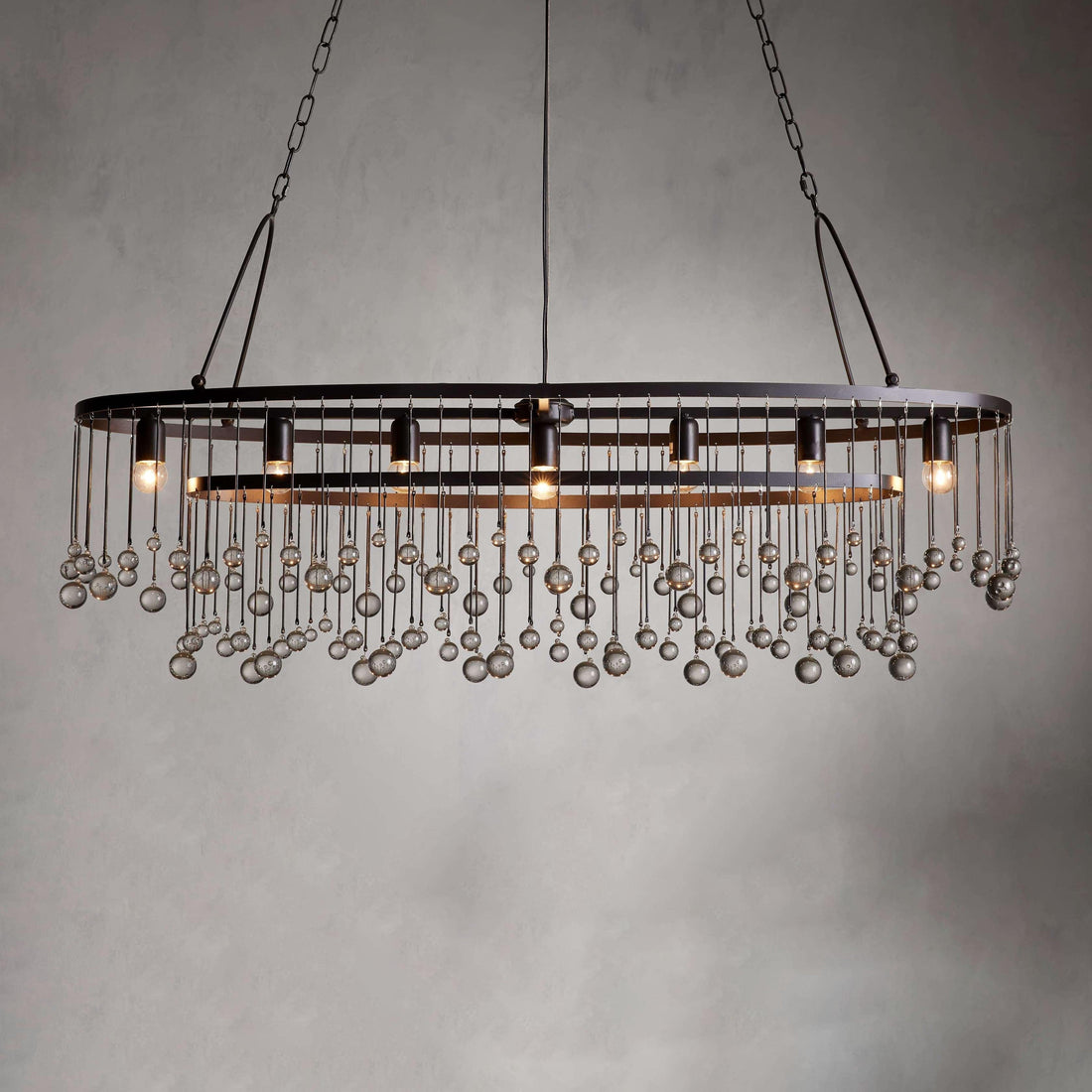 Aubrey Oval Crystal Ball 7 Light Chandelier - King Lamps