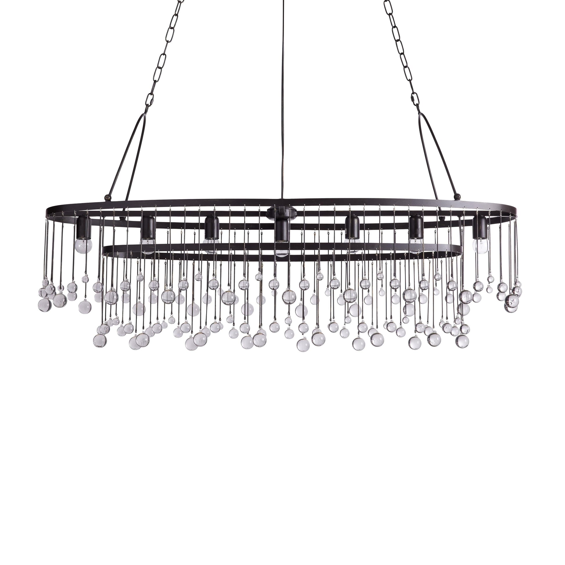 Aubrey Oval Crystal Ball 7 Light Chandelier - King Lamps