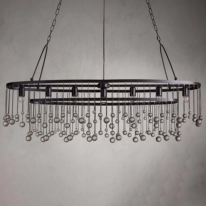 Aubrey Oval Crystal Ball 7 Light Chandelier - King Lamps