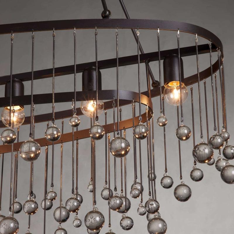 Aubrey Oval Crystal Ball 7 Light Chandelier - King Lamps