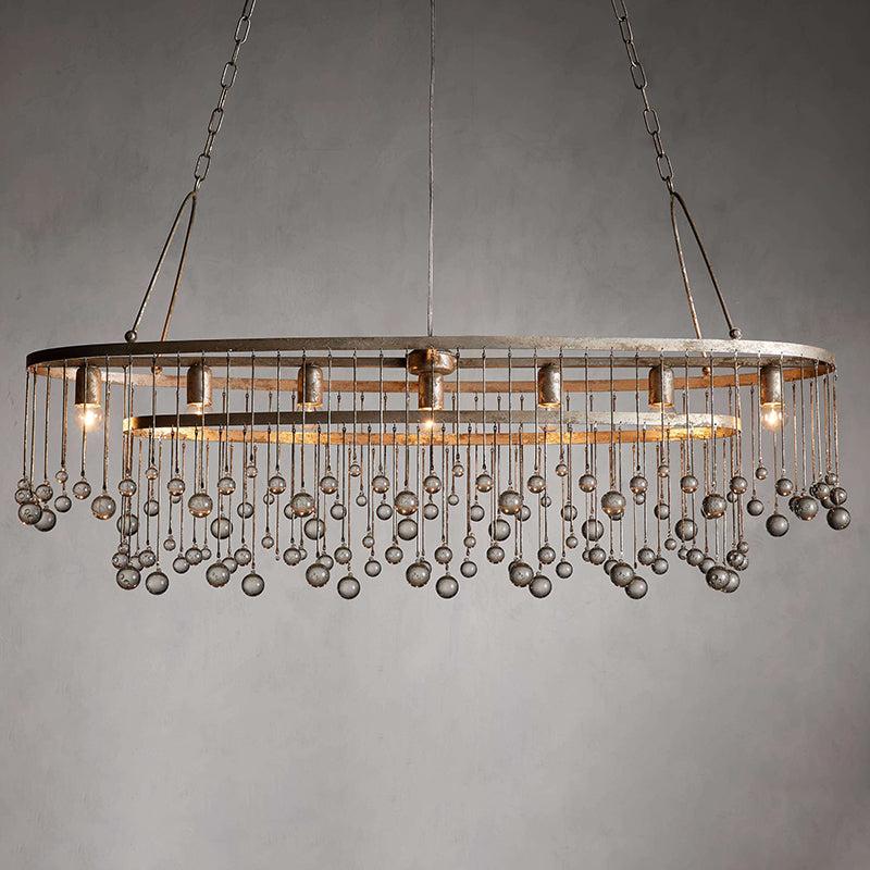 Aubrey Oval Crystal Ball 7 Light Chandelier - King Lamps