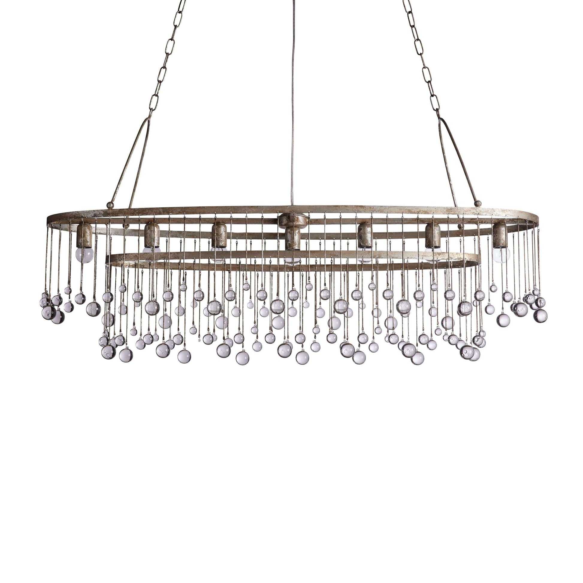 Aubrey Oval Crystal Ball 7 Light Chandelier - King Lamps