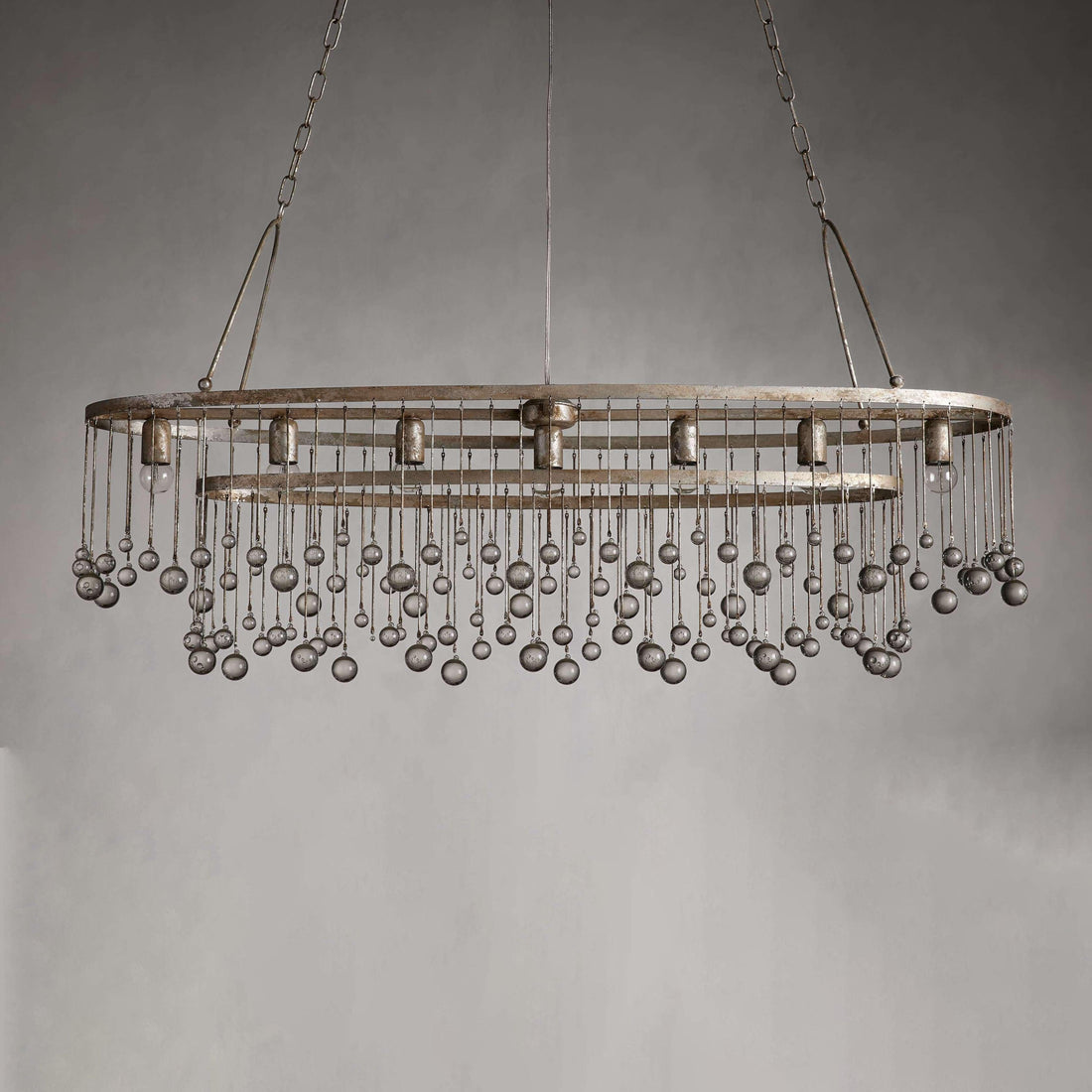 Aubrey Oval Crystal Ball 7 Light Chandelier - King Lamps