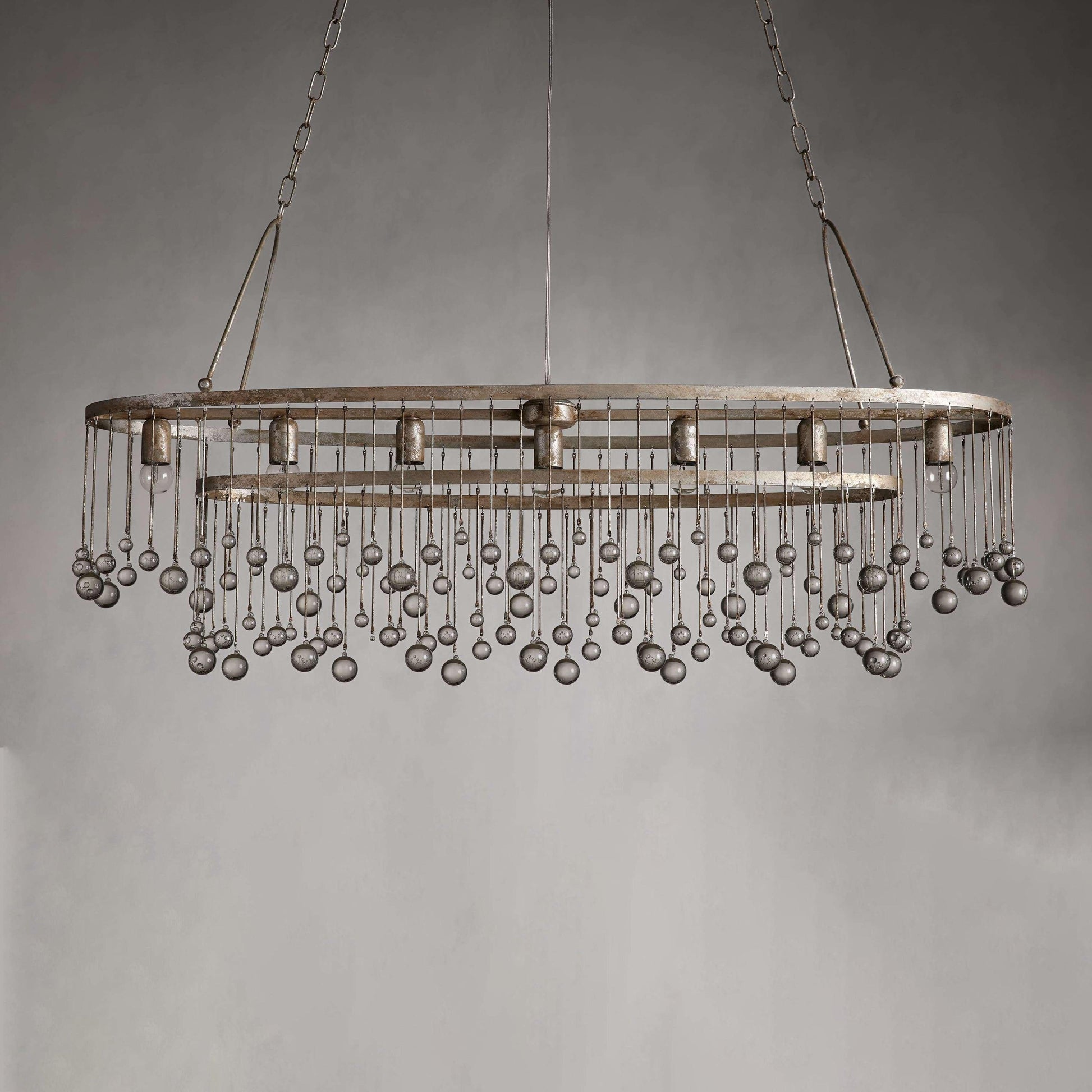Aubrey Oval Crystal Ball 7 Light Chandelier - King Lamps