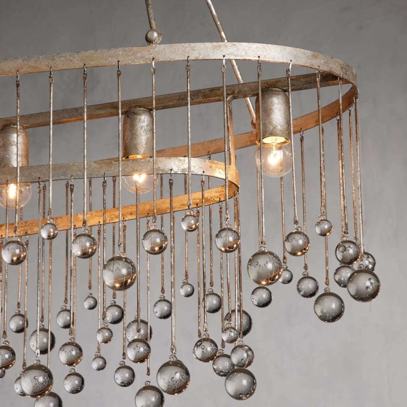 Aubrey Oval Crystal Ball 7 Light Chandelier - King Lamps
