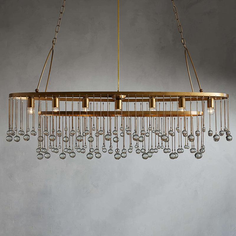 Aubrey Oval Crystal Ball 7 Light Chandelier - King Lamps