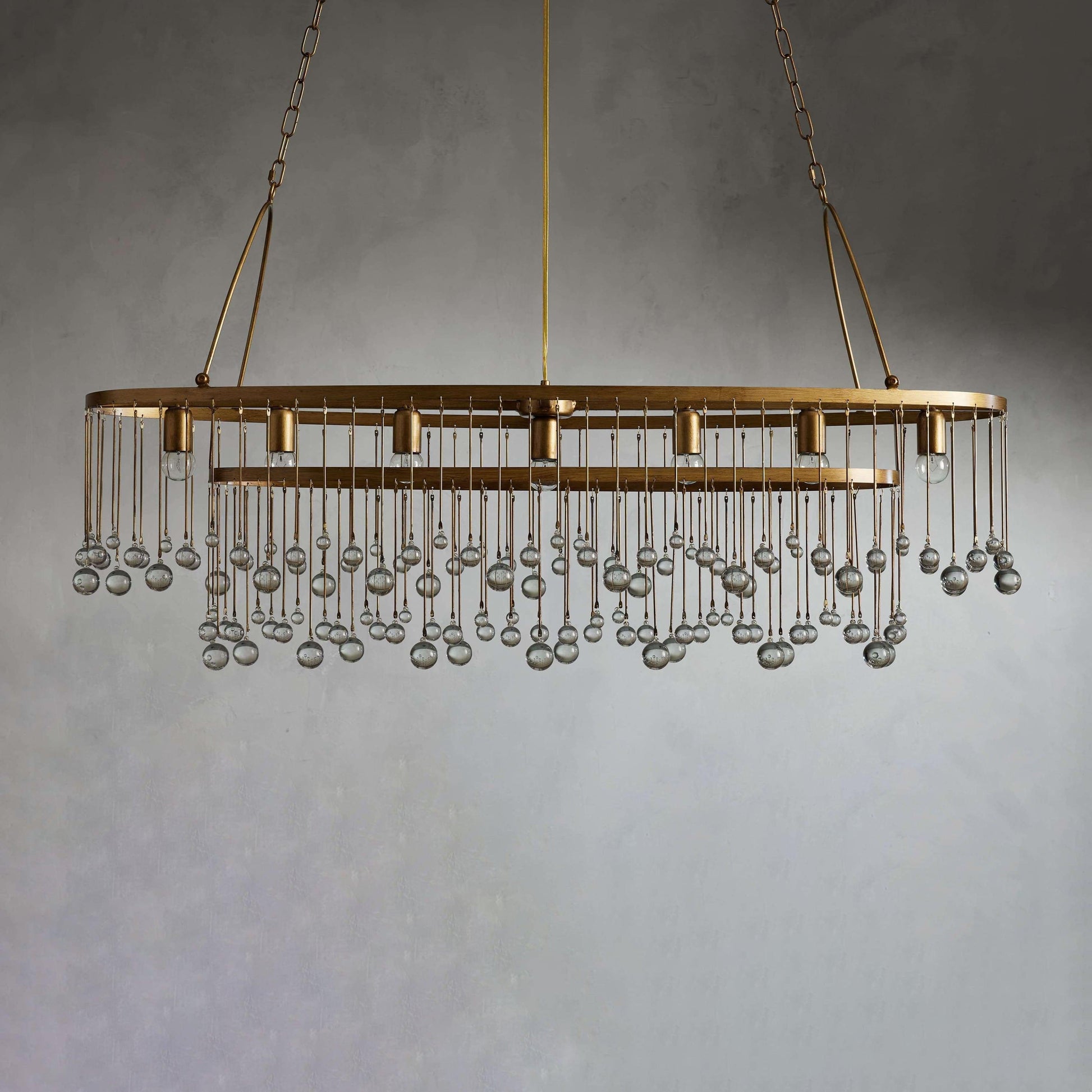 Aubrey Oval Crystal Ball 7 Light Chandelier - King Lamps