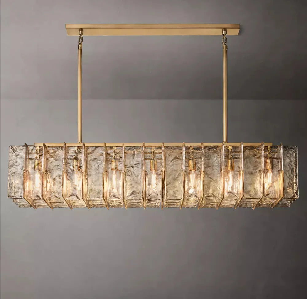 LATTICE SMOKE GLASS LINEAR CHANDELIER 67" - King Lamps
