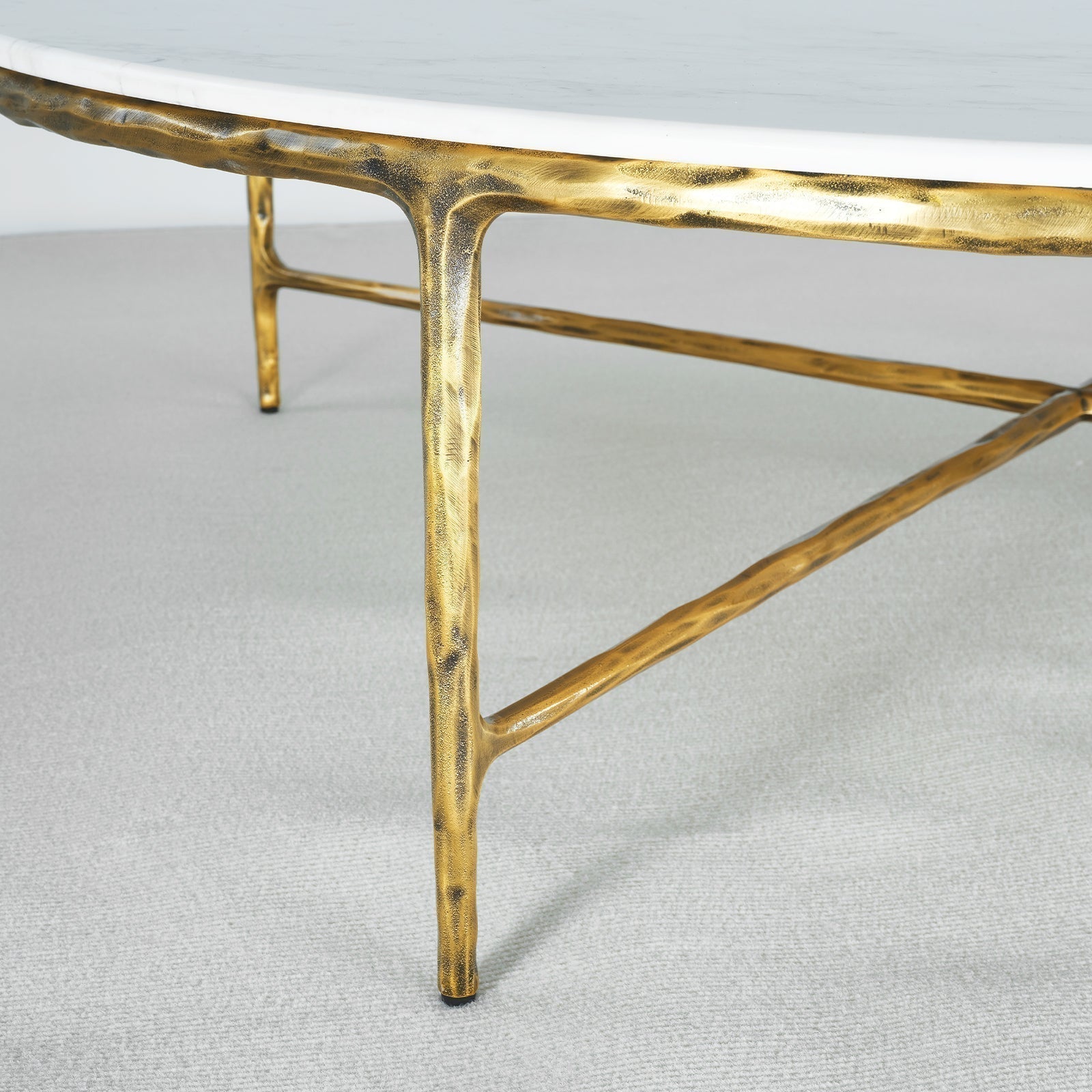 Thaddeus Forged Iron Marble Round Coffee Table 36" 55" - King Lamps