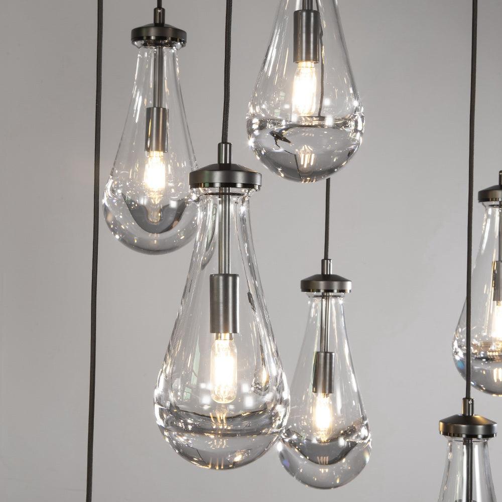 Rain Modern Rectangular Glass Chandelier 72" - King Lamps