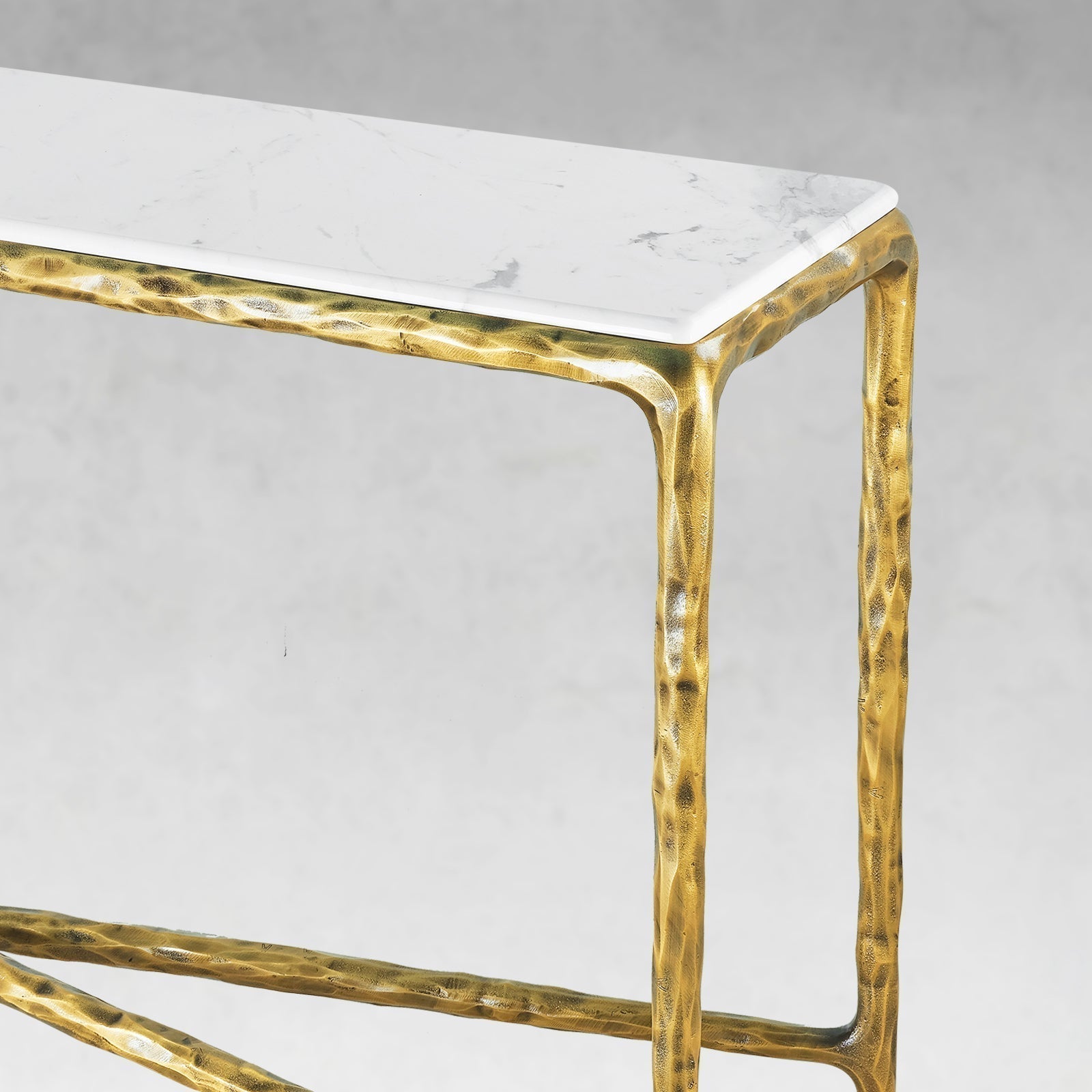 Thaddeus Forged Iron Rectangle Marble Console Table 60" 72" - King Lamps