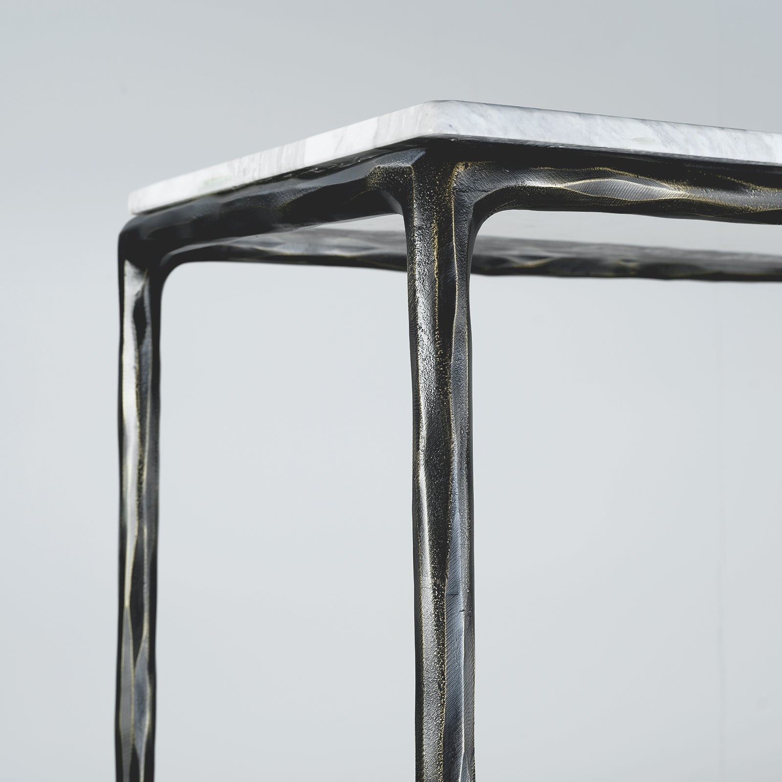 Thaddeus Forged Iron Rectangle Marble Console Table 60" 72" - King Lamps