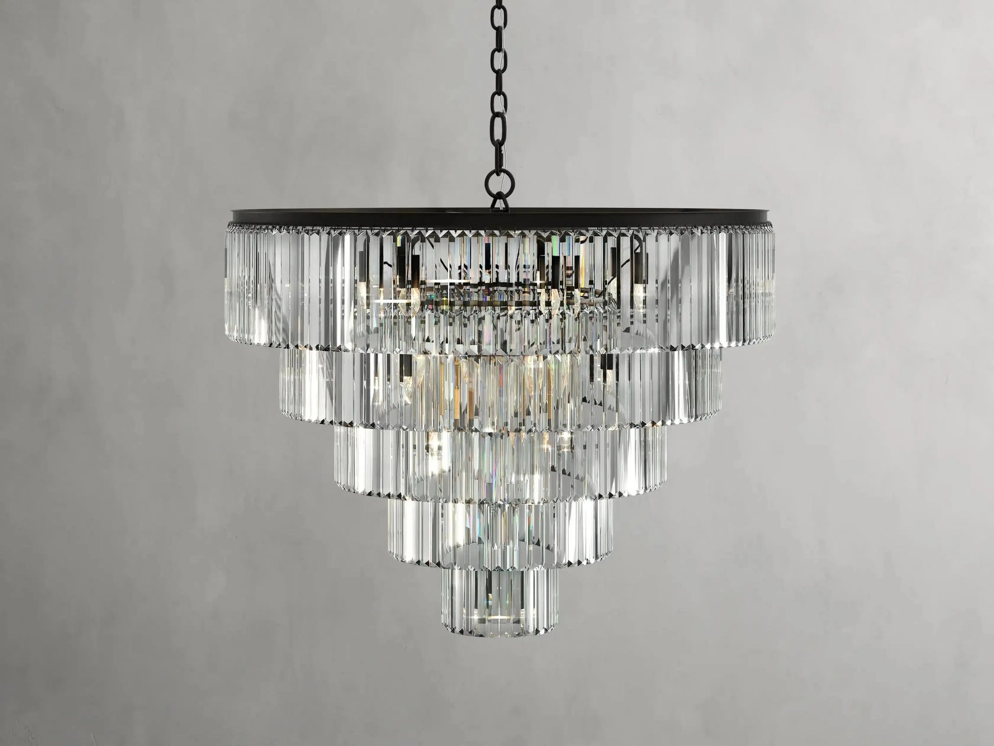 Leyland Tiered Round Crystal Chandelier - King Lamps