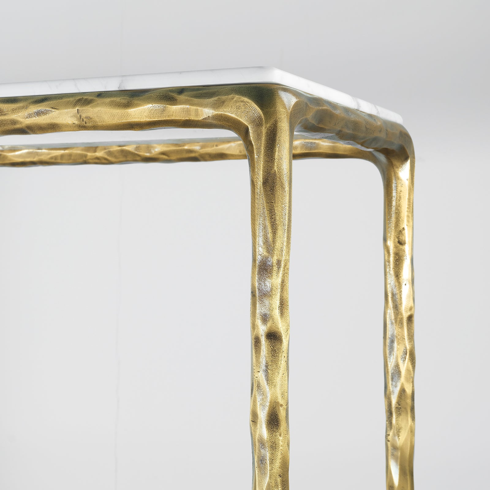 Thaddeus Forged Iron Rectangle Marble Console Table 60" 72" - King Lamps