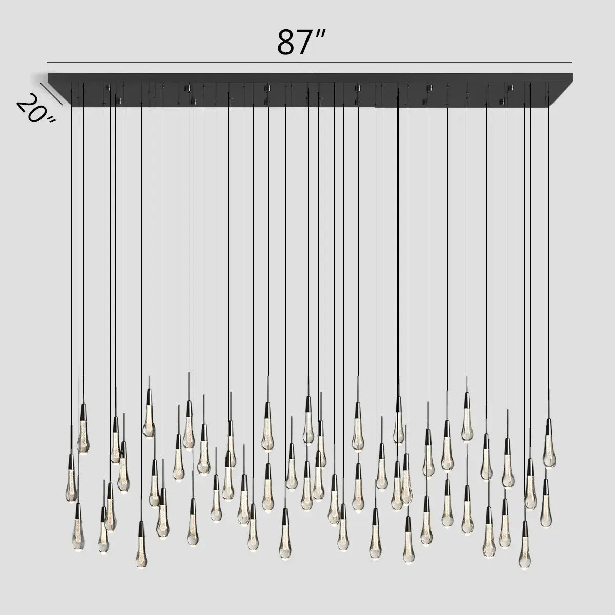 Soltaire Crystal Linear Chandelier 37" 50" 60'' 70" 87" 120''W - King Lamps