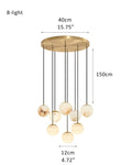 Alabaster Round Pendant Lamp with Cluster Ceiling Design for Stair Villa