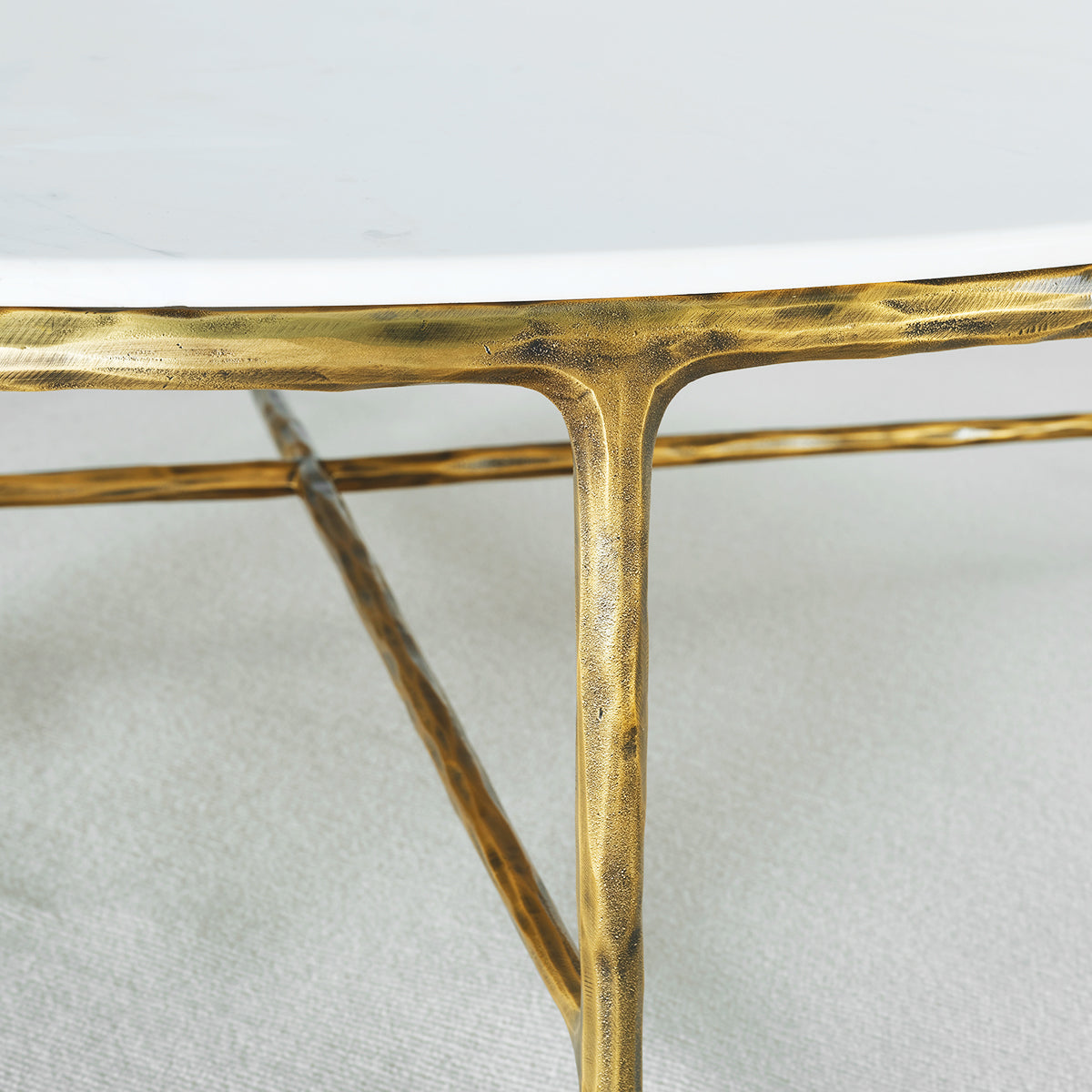 Thaddeus Forged Iron Marble Round Coffee Table 36" 55" - King Lamps