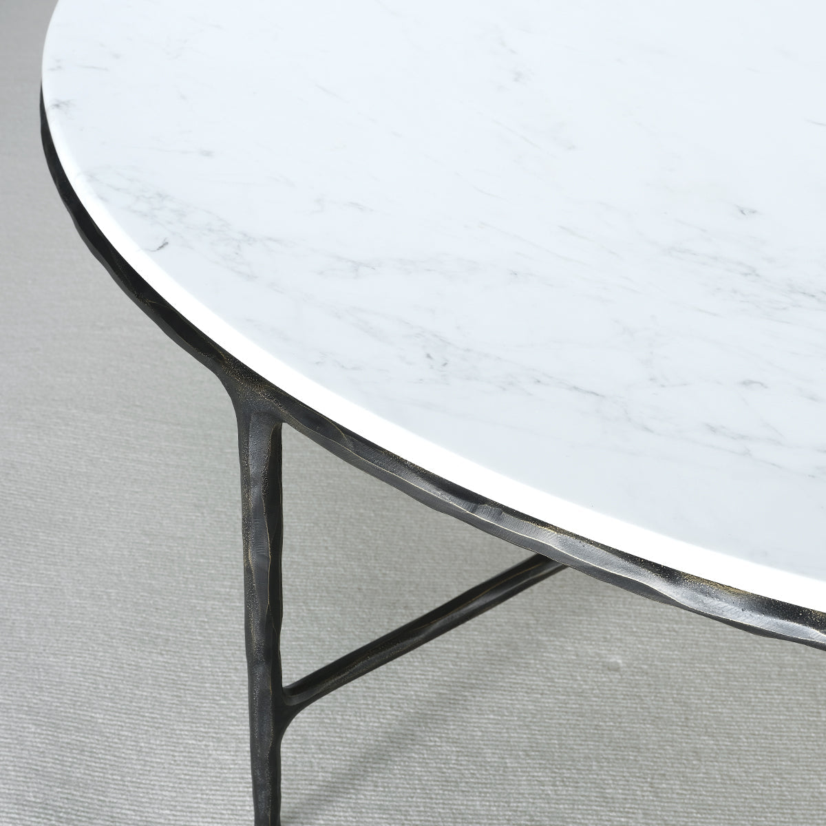 Thaddeus Forged Iron Marble Round Coffee Table 36" 55" - King Lamps