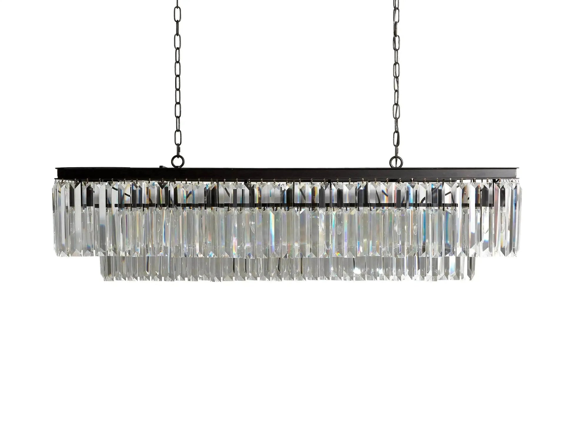 Leyland Tiered Rectangular Crystal Chandelier - King Lamps