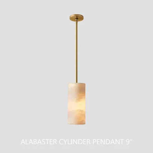 Hand-Carved Alabaster Cylinder Pendant - King Lamps