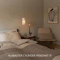 Hand-Carved Alabaster Cylinder Pendant - King Lamps