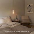 Hand Carved Alabaster Cylinder Pendent - King Lamps