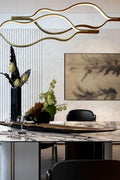 Modern Simple Brass Waving Chandelier for Living/Dining Room/Kitchen Island - King Lamps