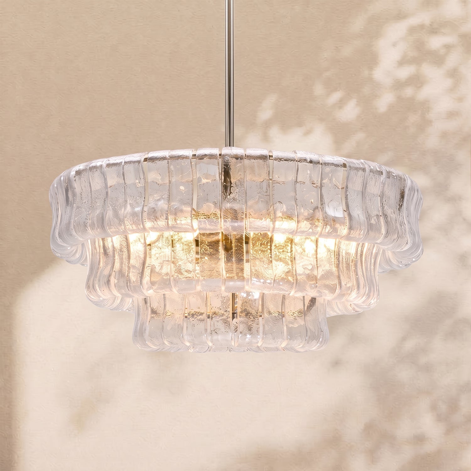 Amor 3-Tier Ghiaccio Glass Round Chandelier 24"