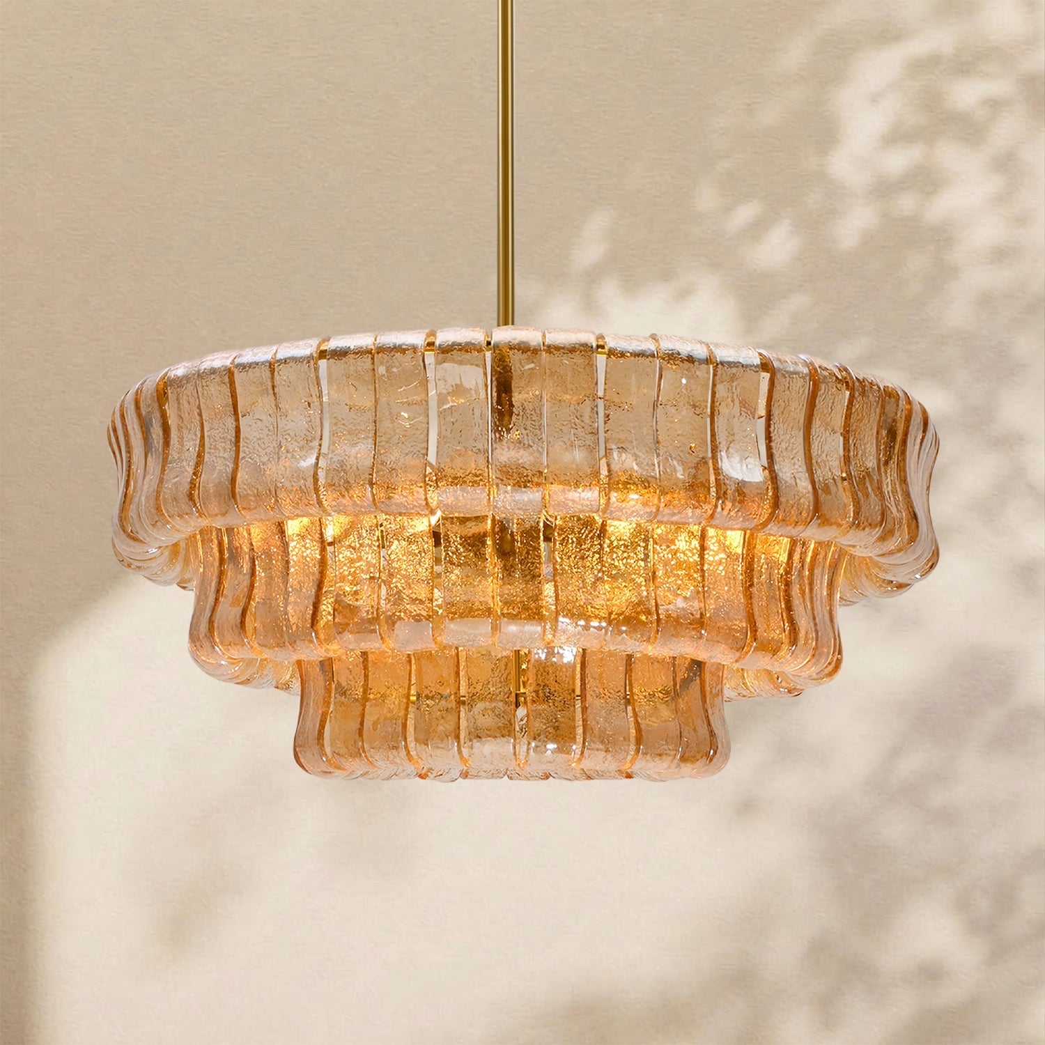 Amor 3-Tier Ghiaccio Glass Round Chandelier 24"