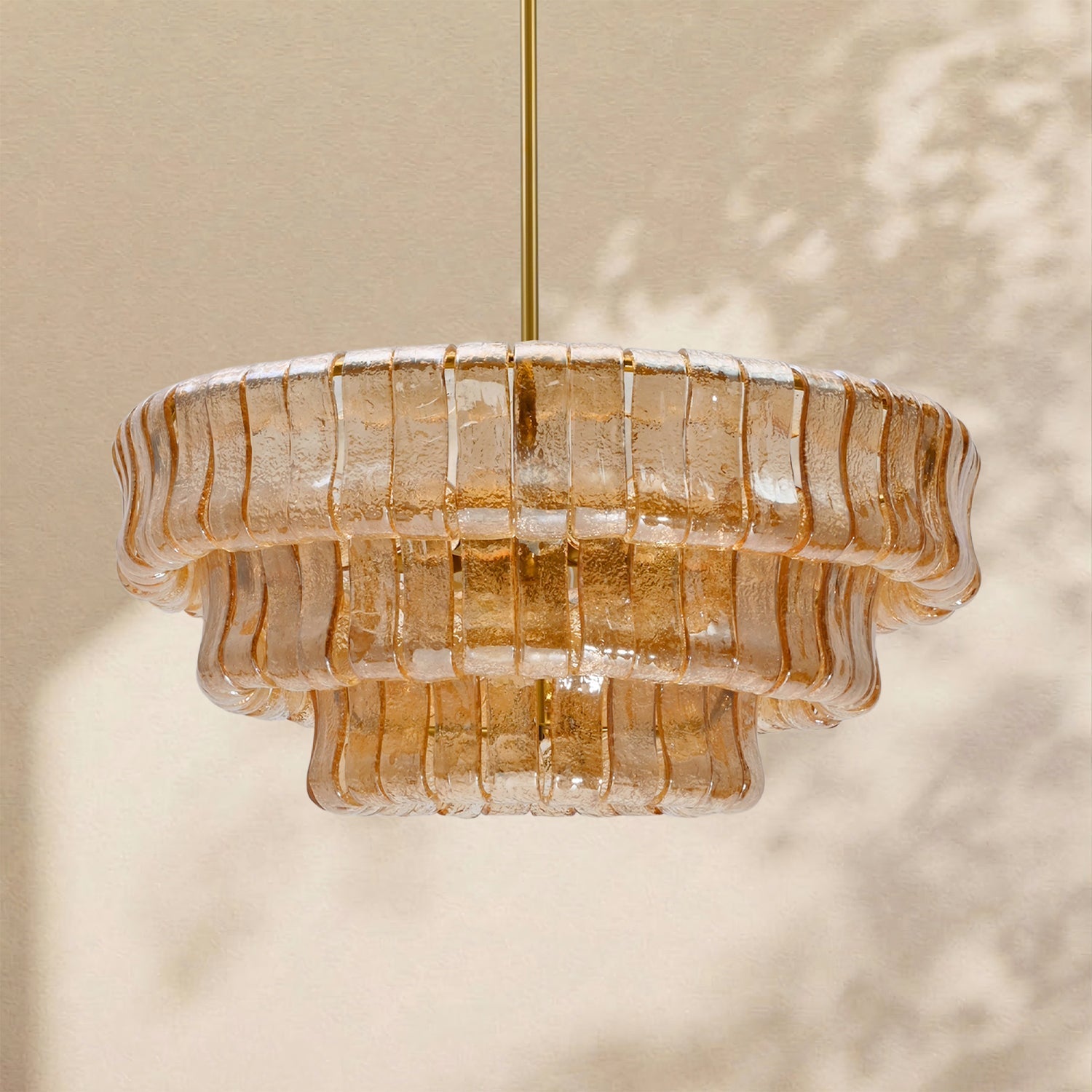 Amor 3-Tier Ghiaccio Glass Round Chandelier 24"
